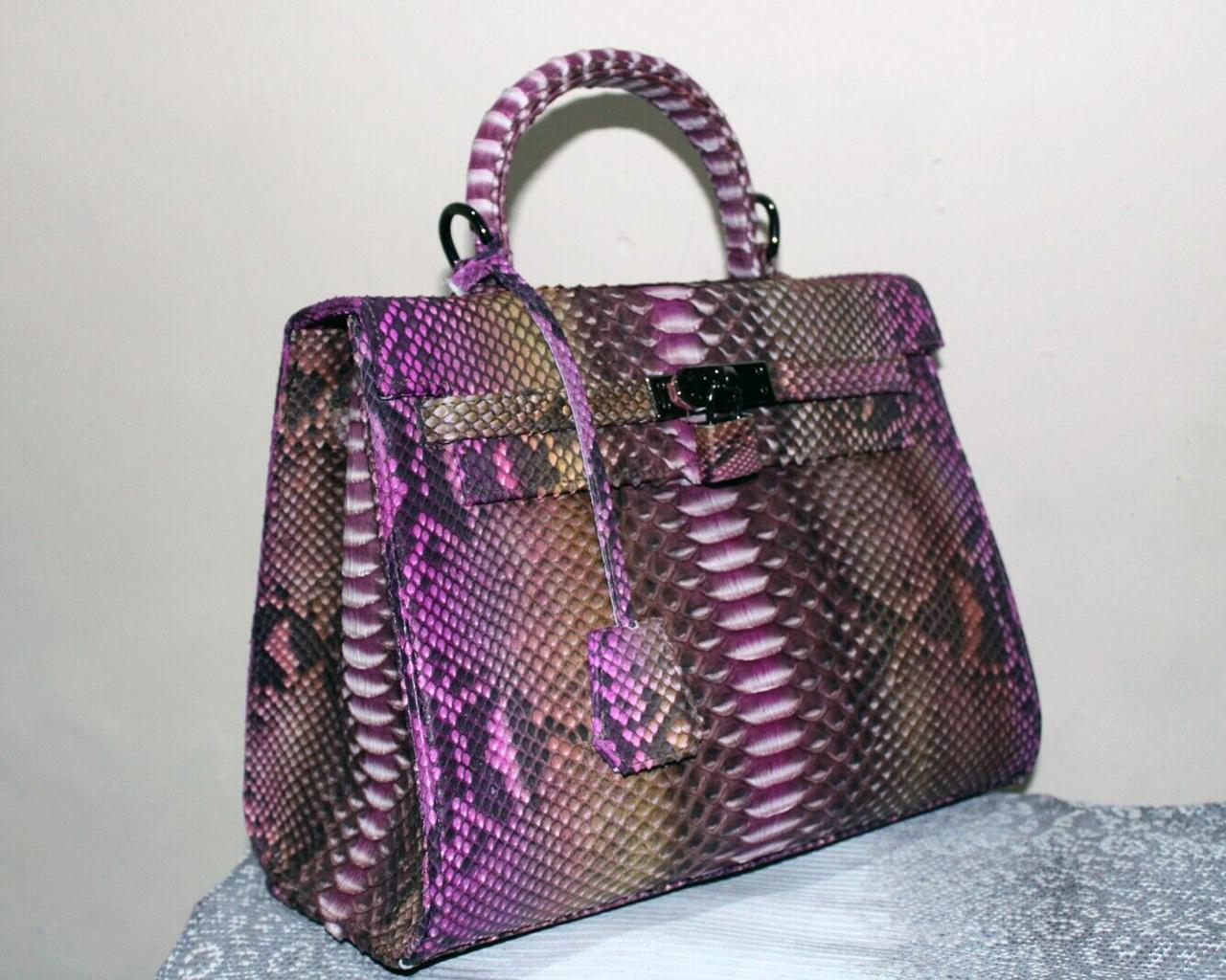 Fuchsia Python Snakeskin Evening Purse Handbag for Women