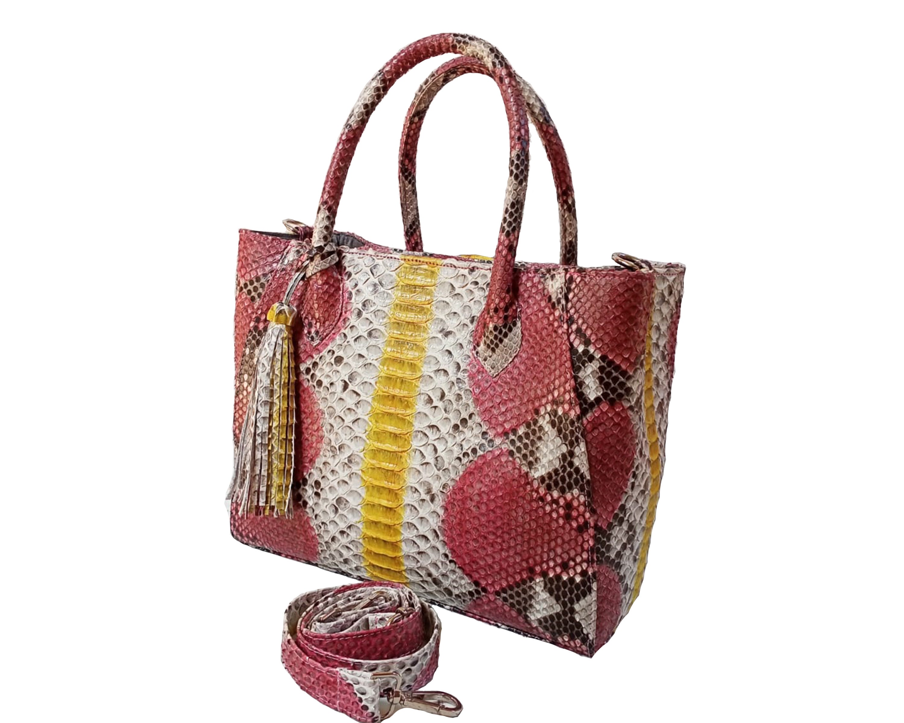 Real Colorful Python Snakeskin Purse Leather Tote Shoulder Bag For Her ...